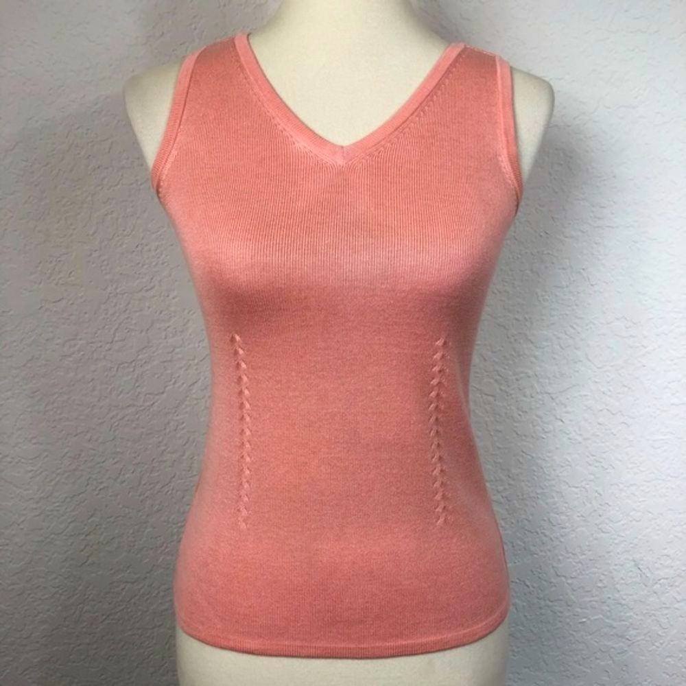 Tommy Bahama Light Pink Ribbed Sleeveless Blouse Top Shirt Size X-Small
